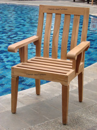 Name: Frazer Dining Arm Chair Size: H=97 x D=63 x W=67 cm Wood: Solid Teakwood
